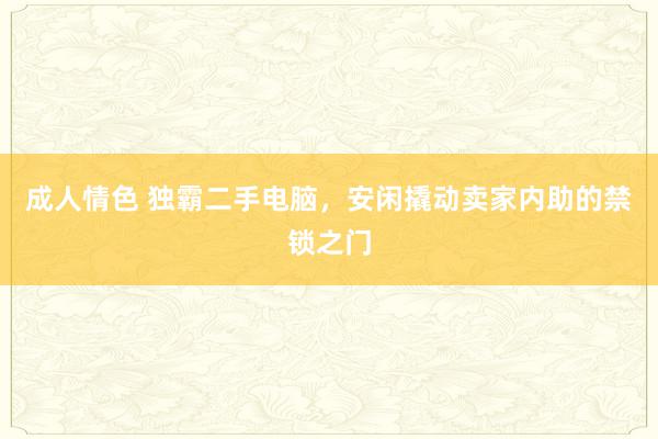 成人情色 独霸二手电脑，安闲撬动卖家内助的禁锁之门