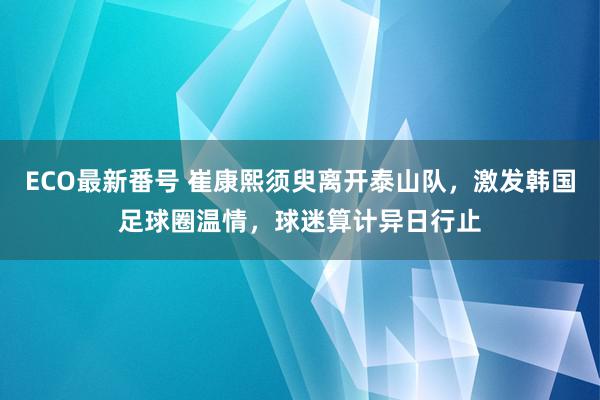 ECO最新番号 崔康熙须臾离开泰山队，激发韩国足球圈温情，球迷算计异日行止