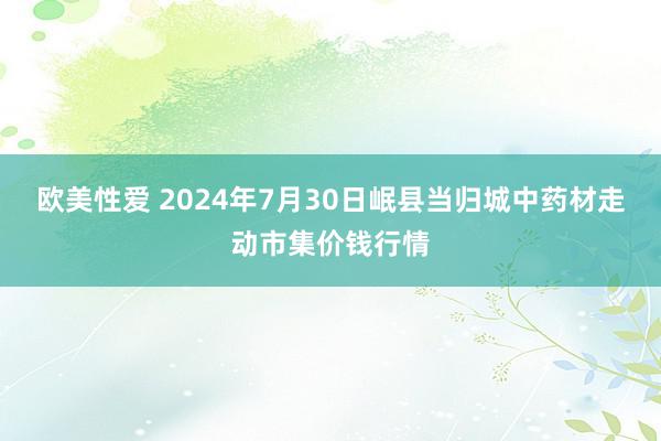 欧美性爱 2024年7月30日岷县当归城中药材走动市集价钱行情