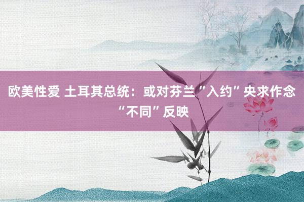 欧美性爱 土耳其总统：或对芬兰“入约”央求作念“不同”反映