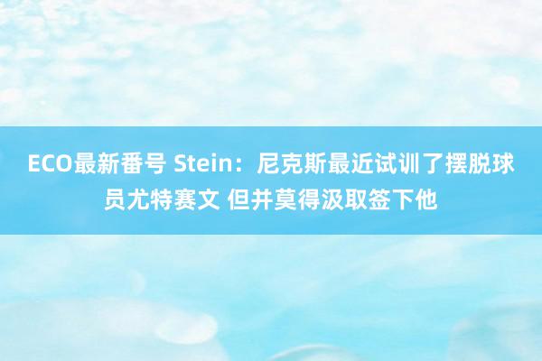 ECO最新番号 Stein：尼克斯最近试训了摆脱球员尤特赛文 但并莫得汲取签下他