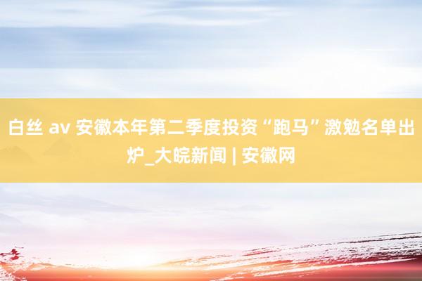 白丝 av 安徽本年第二季度投资“跑马”激勉名单出炉_大皖新闻 | 安徽网