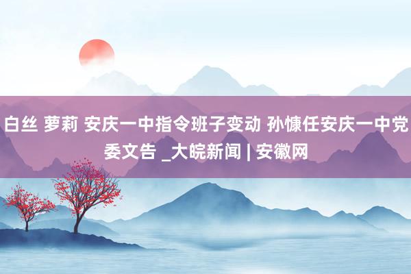 白丝 萝莉 安庆一中指令班子变动 孙慷任安庆一中党委文告 _大皖新闻 | 安徽网